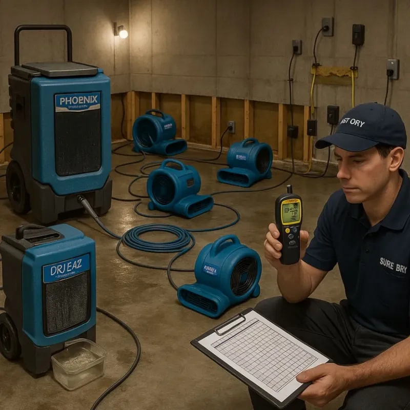 Structural Drying and Dehumidification process in York Harbor, ME